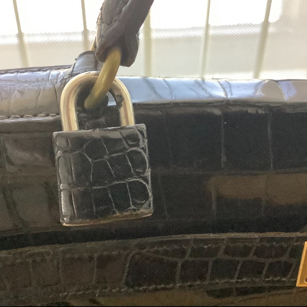 HERMES crocadile patent Kelly leather  hand bag - Picture 3 of 6